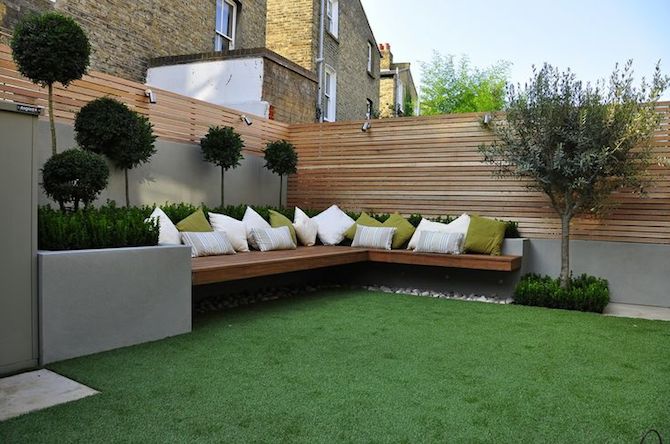 modern garden landscape design with outdoor dining