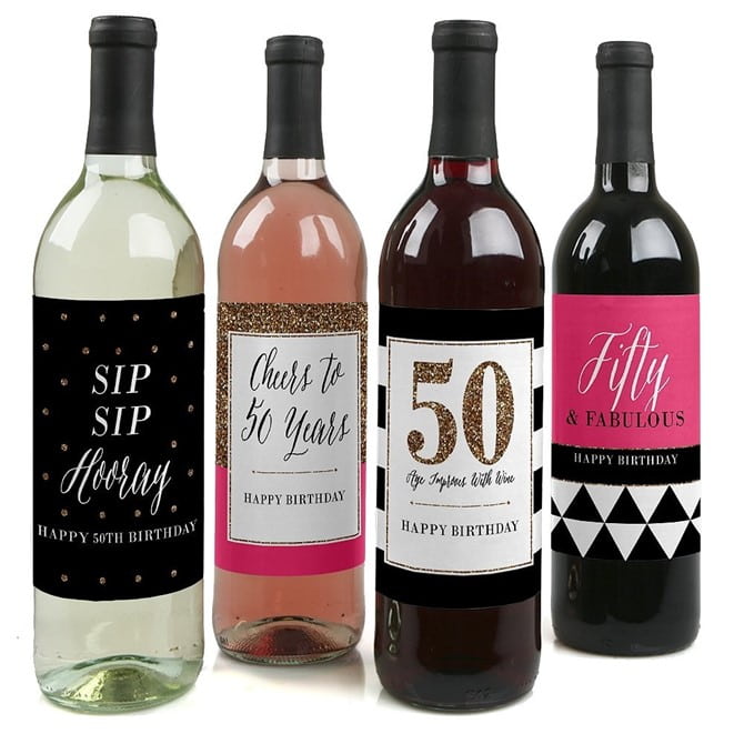 50th birthday gift ideas chic bottle labels min
